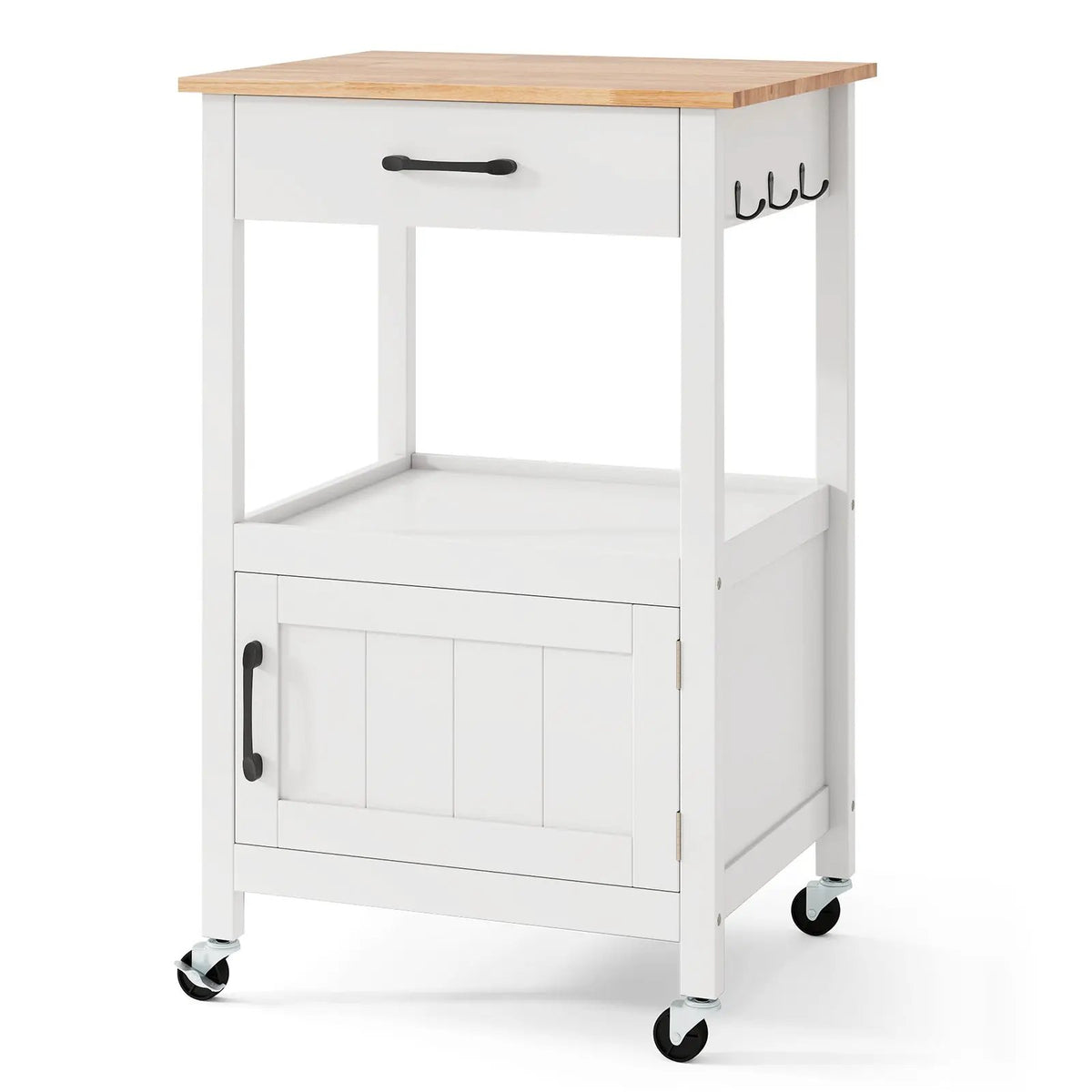 Rolling Kitchen Island Cart with Drawer and Side Hooks, photo 5 of 16