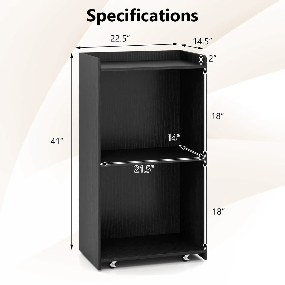 Rolling Podium Stand with 2 Shelves and Lockable Wheels, photo 5 of 9