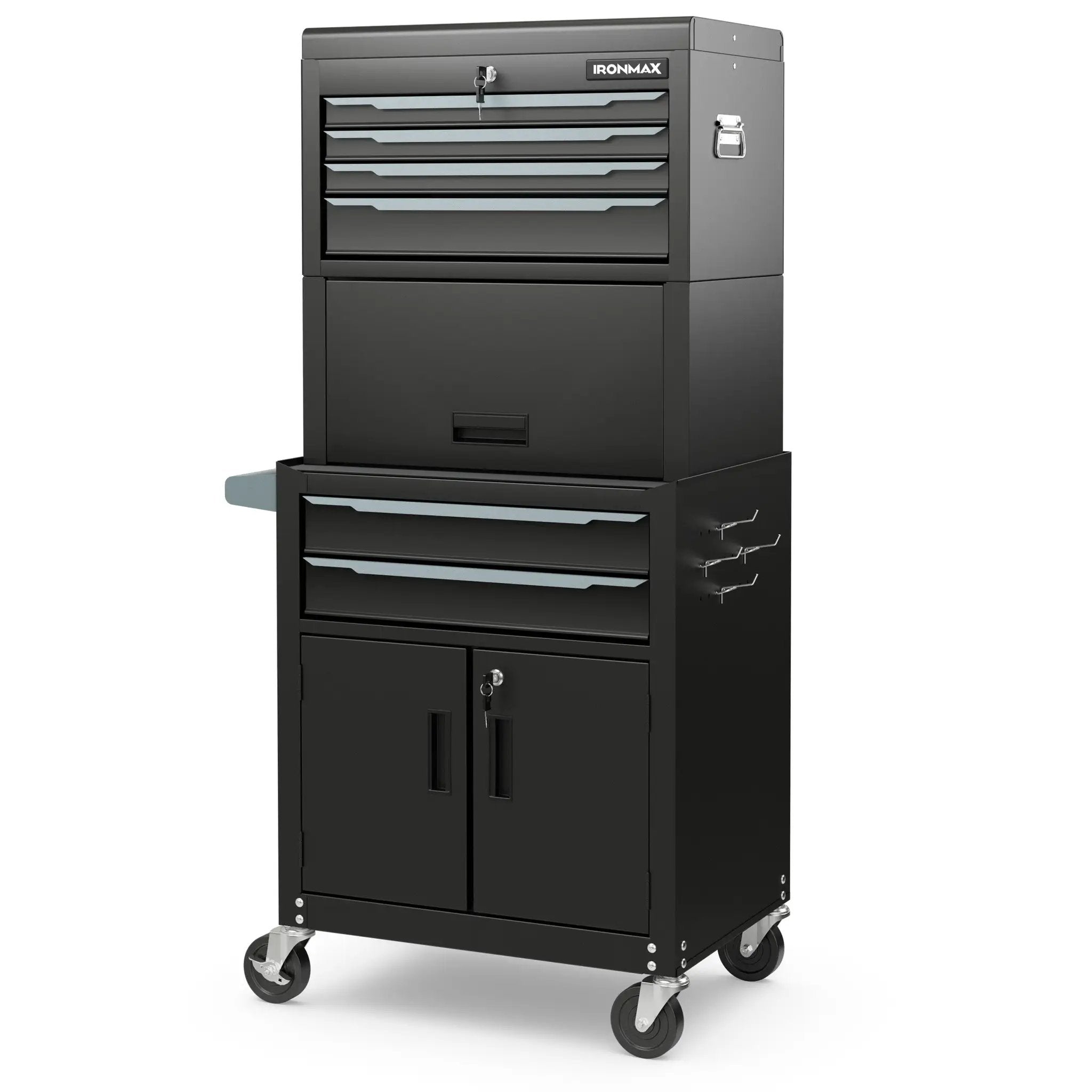 3-in-1 6-Drawer Rolling Tool Chest Storage Cabinet with Universal Wheels and Hooks by DirectDeals