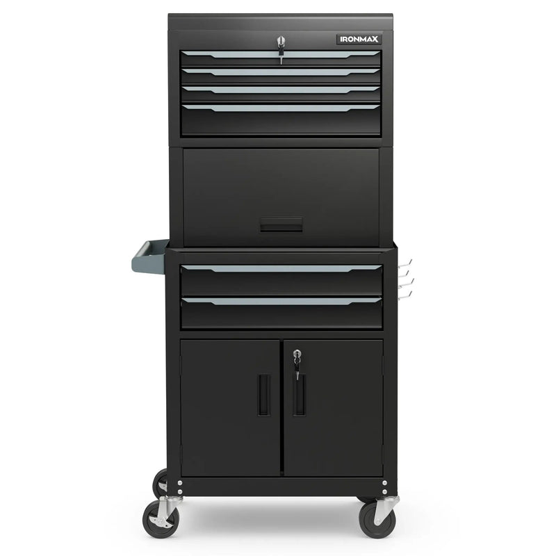 3-in-1 6-Drawer Rolling Tool Chest Storage Cabinet with Universal Wheels and Hooks by DirectDeals
