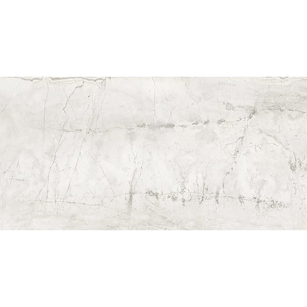 Romano White Polished Marble Look Porcelain Tiles 12x24