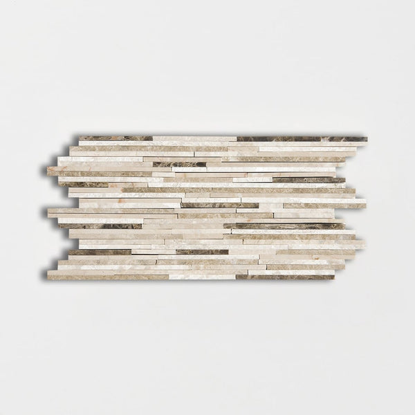 Geneve Dark, Rome Dark Blend Polished Bamboo Marble Mosaics 6x12