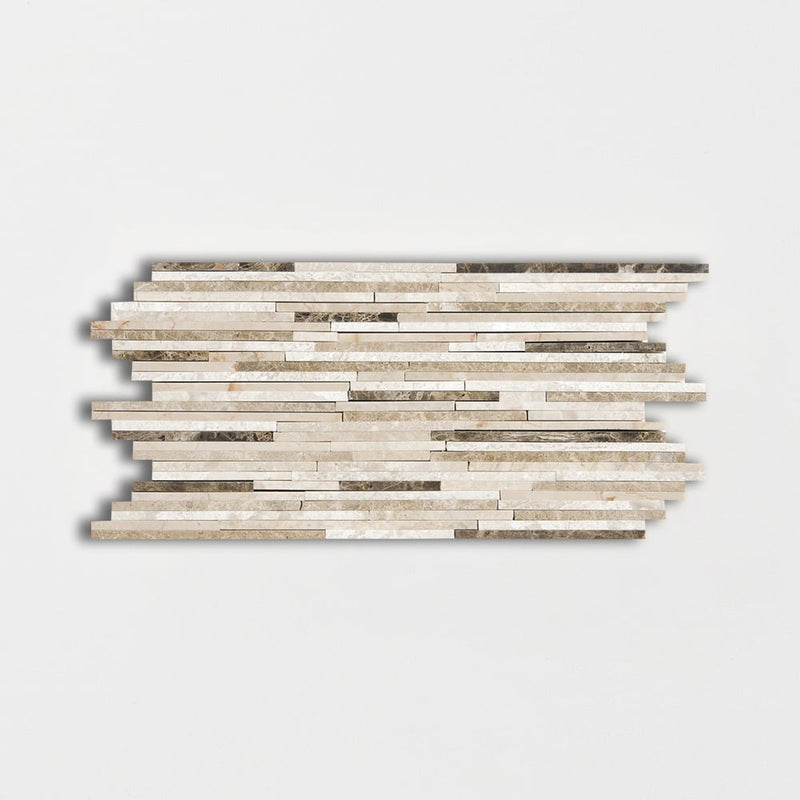 Geneve Dark, Rome Dark Blend Polished Bamboo Marble Mosaics 6x12 Marble Polished 6x12 Mosaics