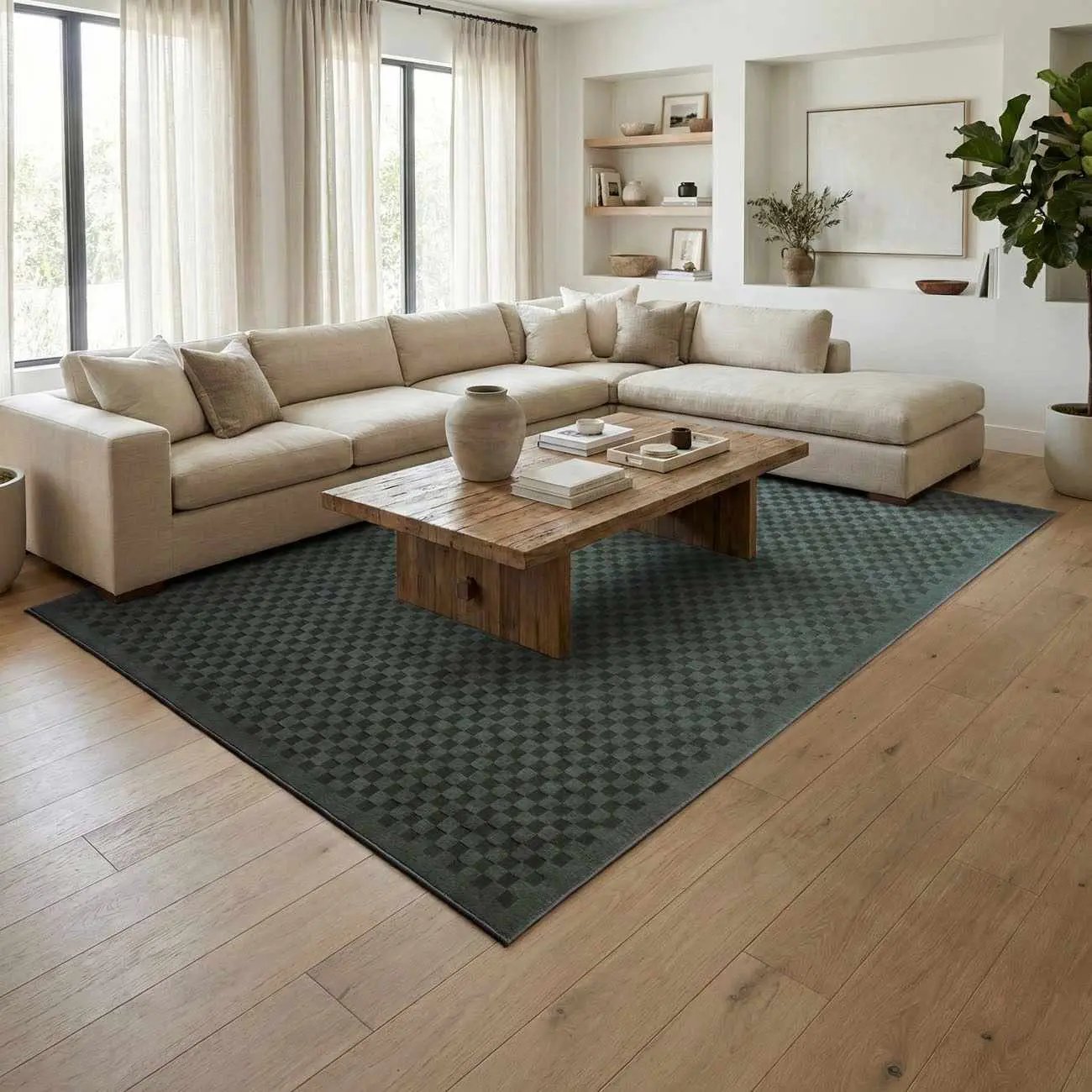 Gaiwan Oil Green Washable Area Rug by Boutique Rugs