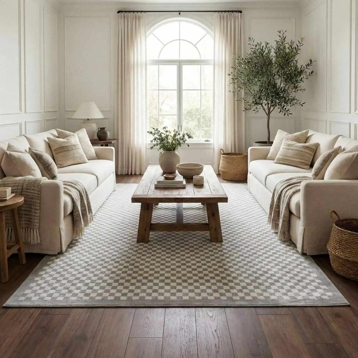Gaiwan Cream Gray Washable Area Rug, installed in a room 2