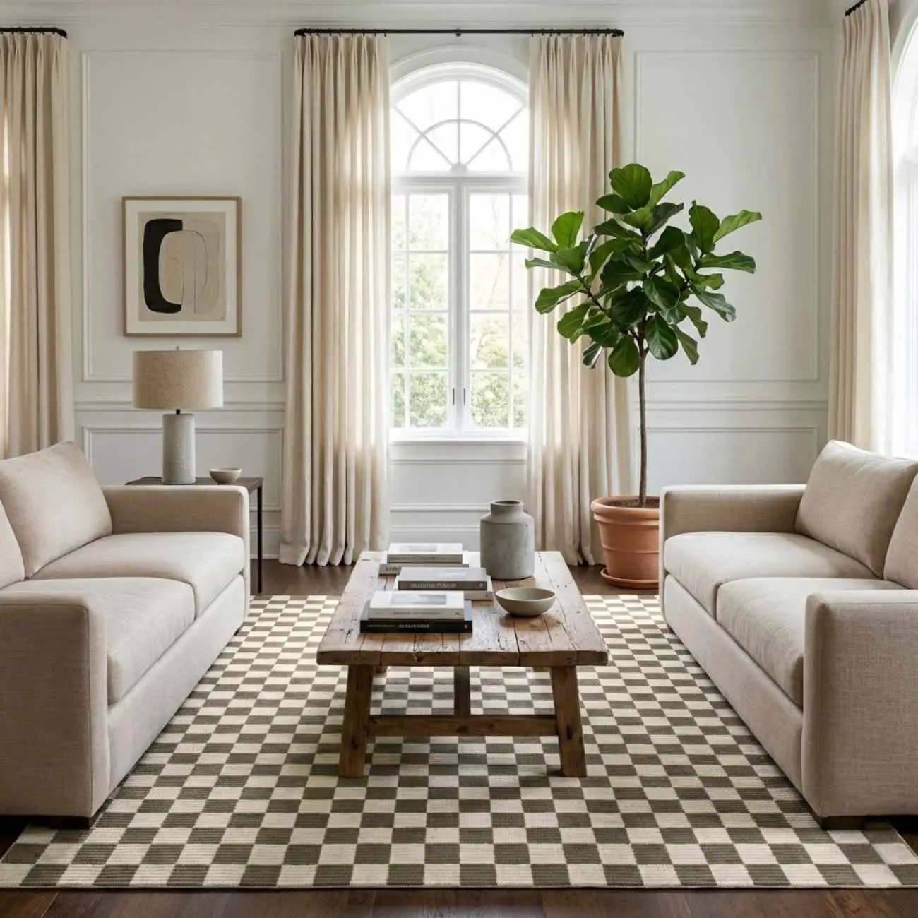Kaysar Olive Green Checkered Washable Area Rug by Boutique Rugs