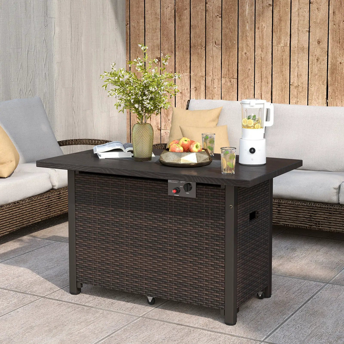 50000 BTU 2 Inch ropane Gas Fire Pit Table with Wind Guard and Glass Rocks, photo 2 of 9