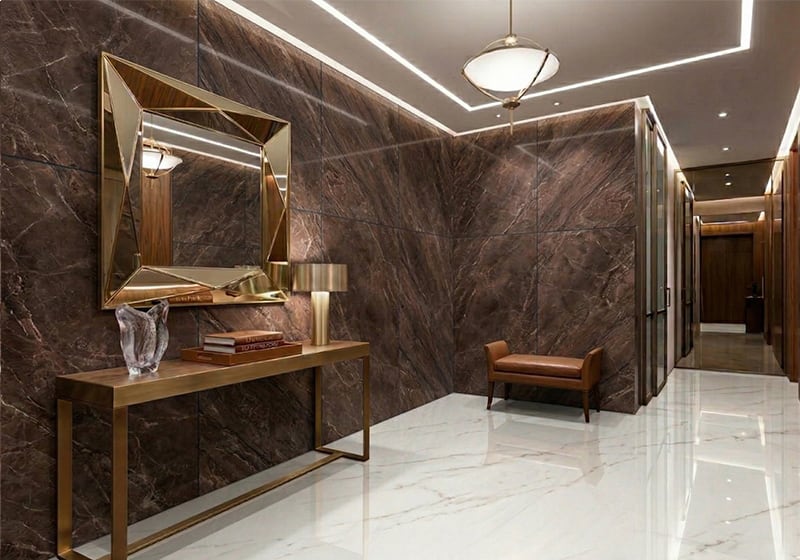 Rosa Namibia Polished Marble Slab Random room scene 4