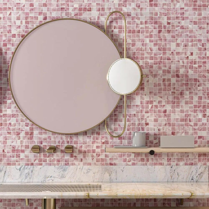 Rosebud Matte 1x1 Ceramic Mosaics 12x12 room scene