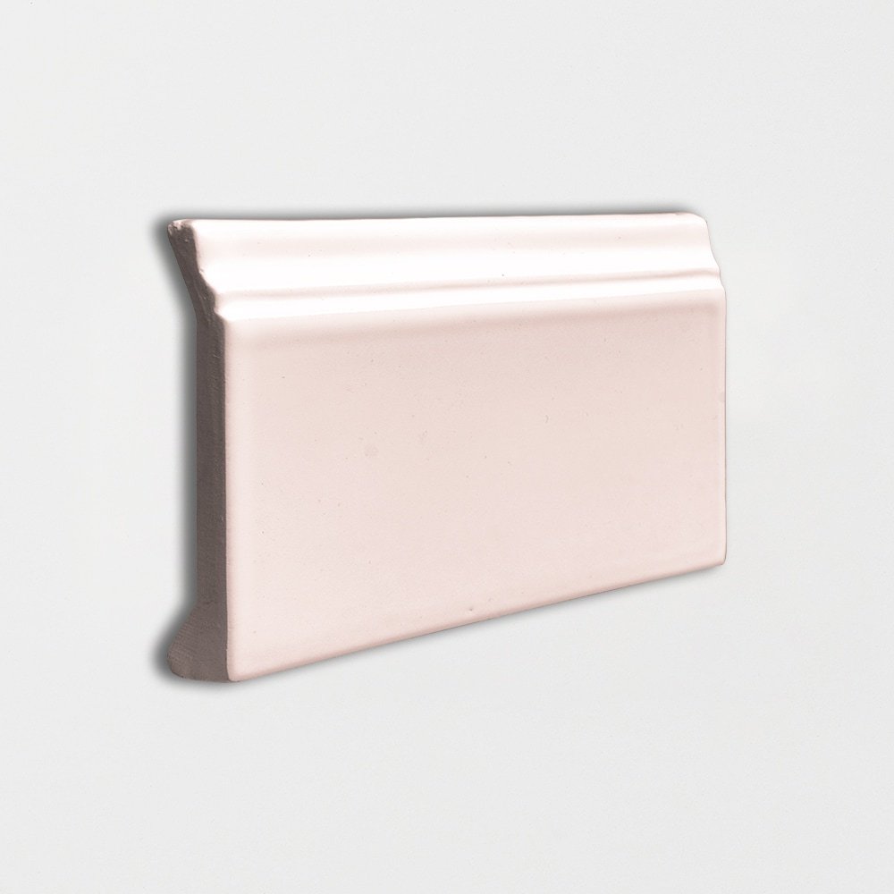 Blush Glossy Base Trim Ceramic Moldings 4 3/16x6 Ceramic Glossy 6x6 Moldings