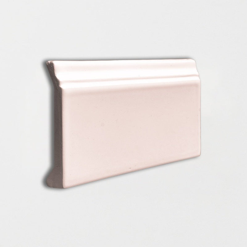Blush Glossy Base Trim Ceramic Moldings 4 3/16x6 Ceramic Glossy 6x6 Moldings