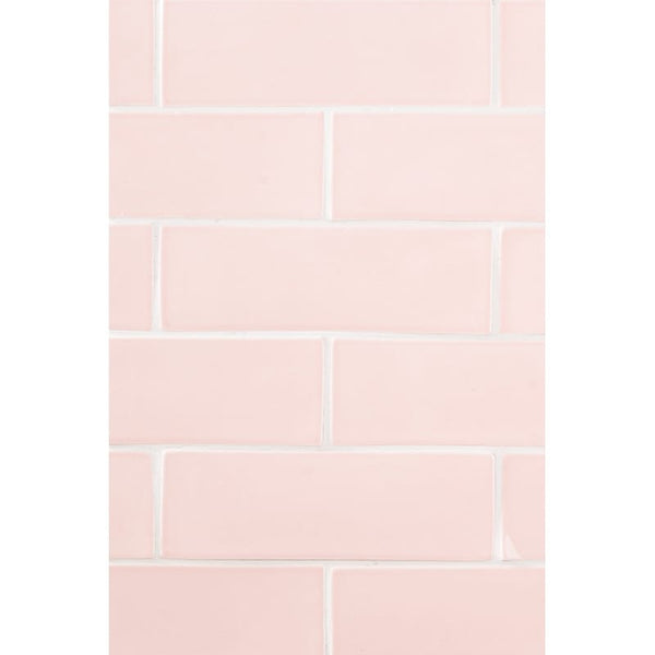 Blush Glossy Subway Ceramic Tiles 3x9