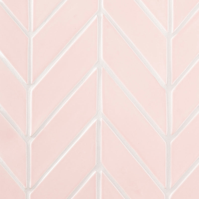 Blush Glossy Chevron Ceramic Tiles 2x6 Ceramic Glossy 2x6 Tiles — 2