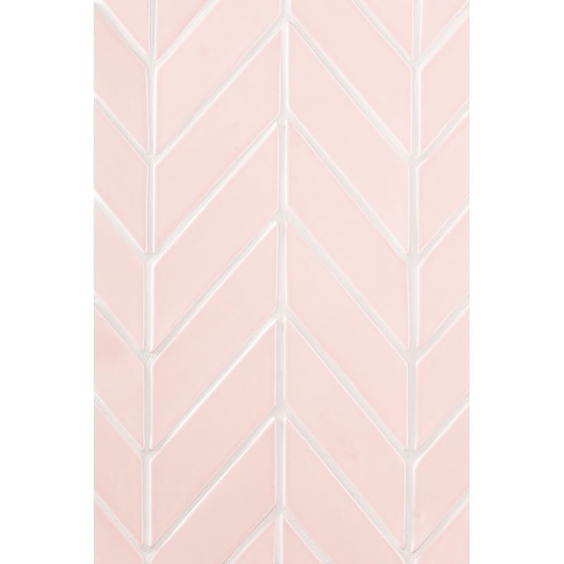Blush Glossy Chevron Ceramic Tiles 2x6 Ceramic Glossy 2x6 Tiles