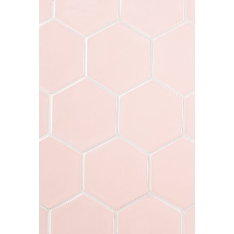 Blush Glossy Hexagon 5 Ceramic Tiles 5 Ceramic Glossy 6x6 Tiles