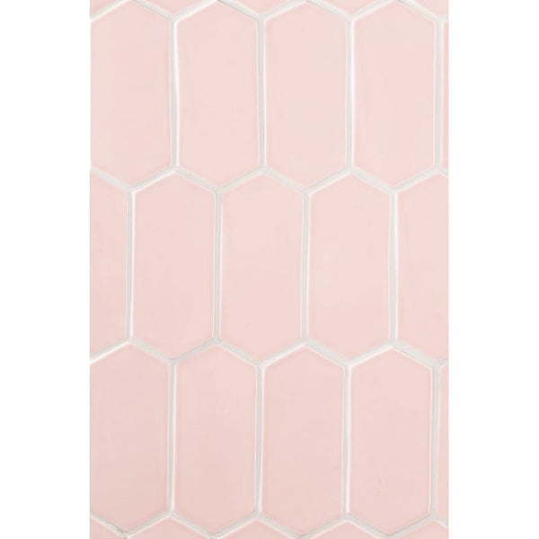 Blush Glossy Picket Ceramic Tiles 3x6
