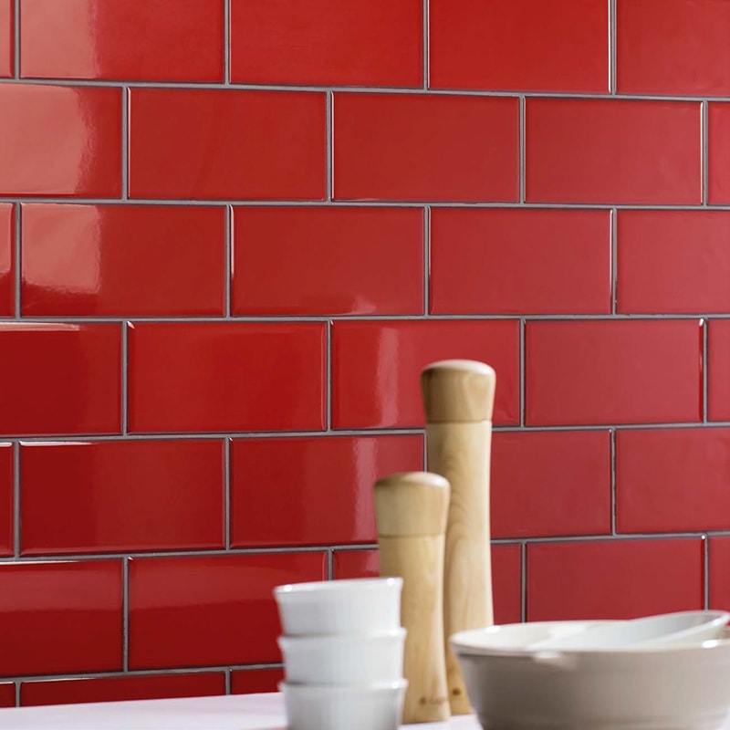 Rosso Glossy Ceramic Tiles 4x8 Ceramic Glossy 4x8 Tiles — 3