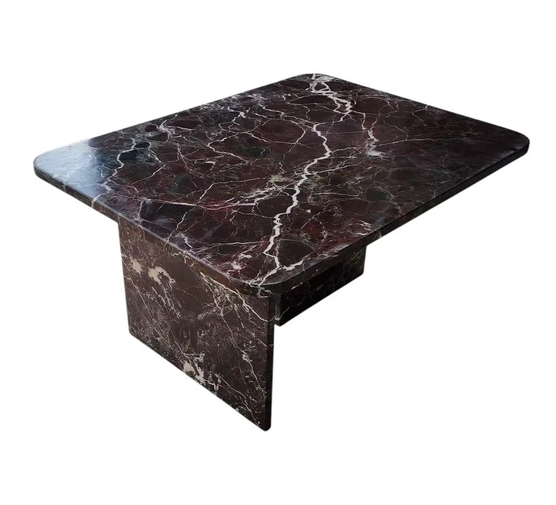 Rosso Levanto Marble Coffee Table - Polished Natural Stone Finish 24 x 31.5 x 16 by GobekDesign