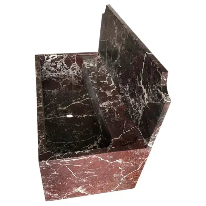 Rosso Levanto Deep Burgundy Marble Wall-Mount Bathroom Sink 30x16 With Backsplash by GobekDesign
