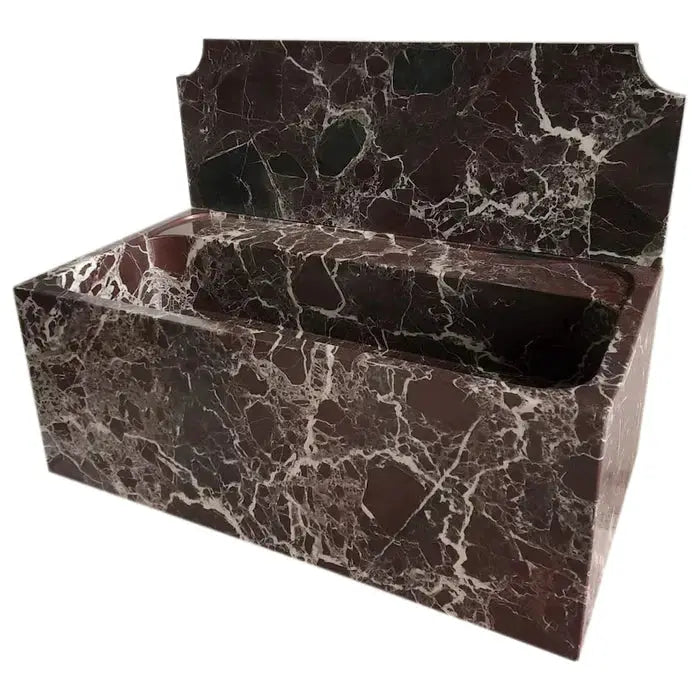 Rosso Levanto Deep Burgundy Marble Wall-Mount Bathroom Sink 30x16 With Backsplash by GobekDesign