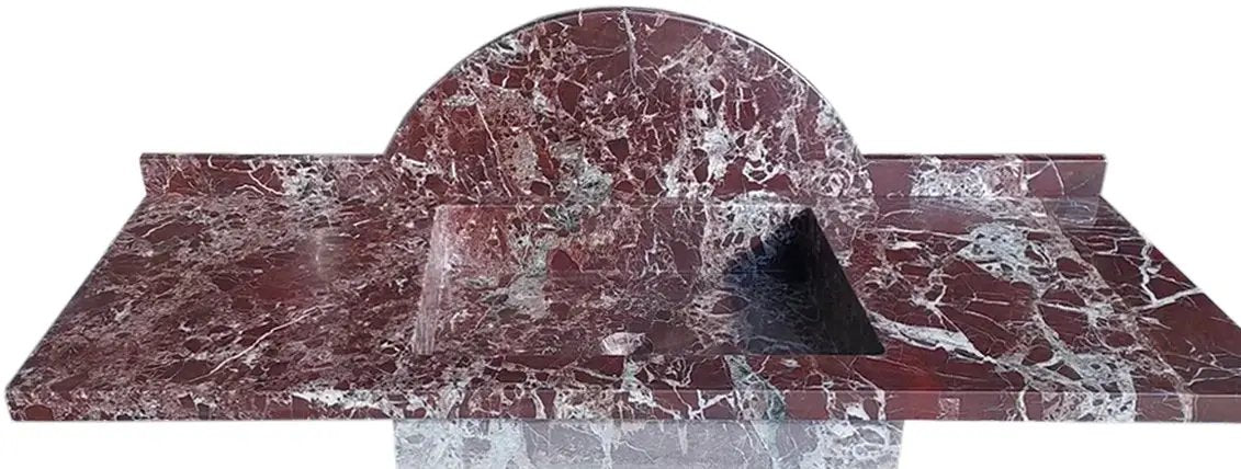 Rosso Levanto Red Marble Rectangular Wall-Mount Sink 52 inches by GobekDesign