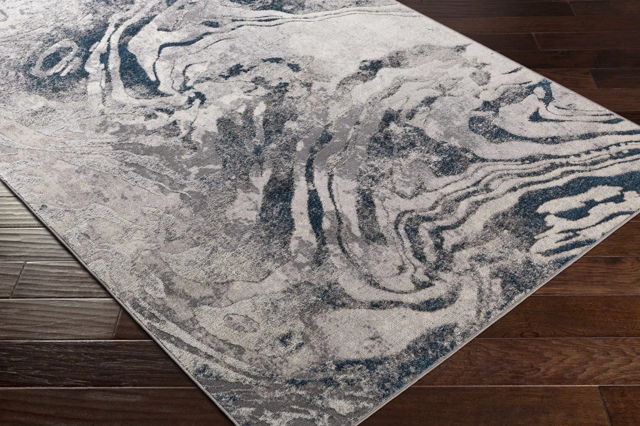 Rosthern Blue Marble Rug - Clearance by Boutique Rugs