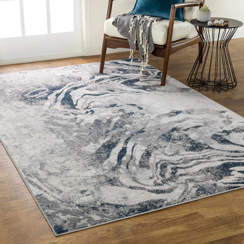 Rosthern Blue Marble Rug - Clearance by Boutique Rugs