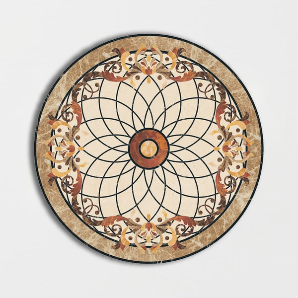 Round Aluminum Backed Multi Finish Aptus Marble Medallions 48