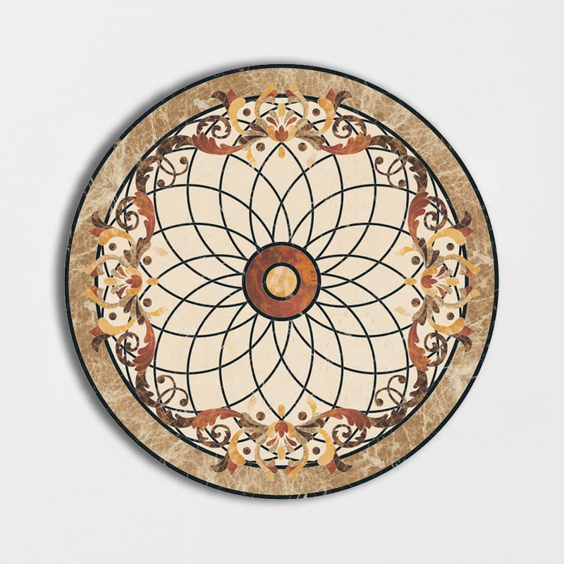 Round Aluminum Backed Multi Finish Aptus Marble Medallions 48 Marble Multi Finish 48x48 Medallions