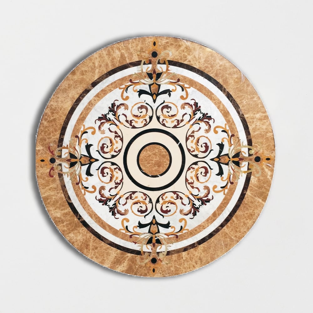 Round Aluminum Backed Multi Finish Canvas Marble Medallions 48 Marble Multi Finish 48x48 Medallions