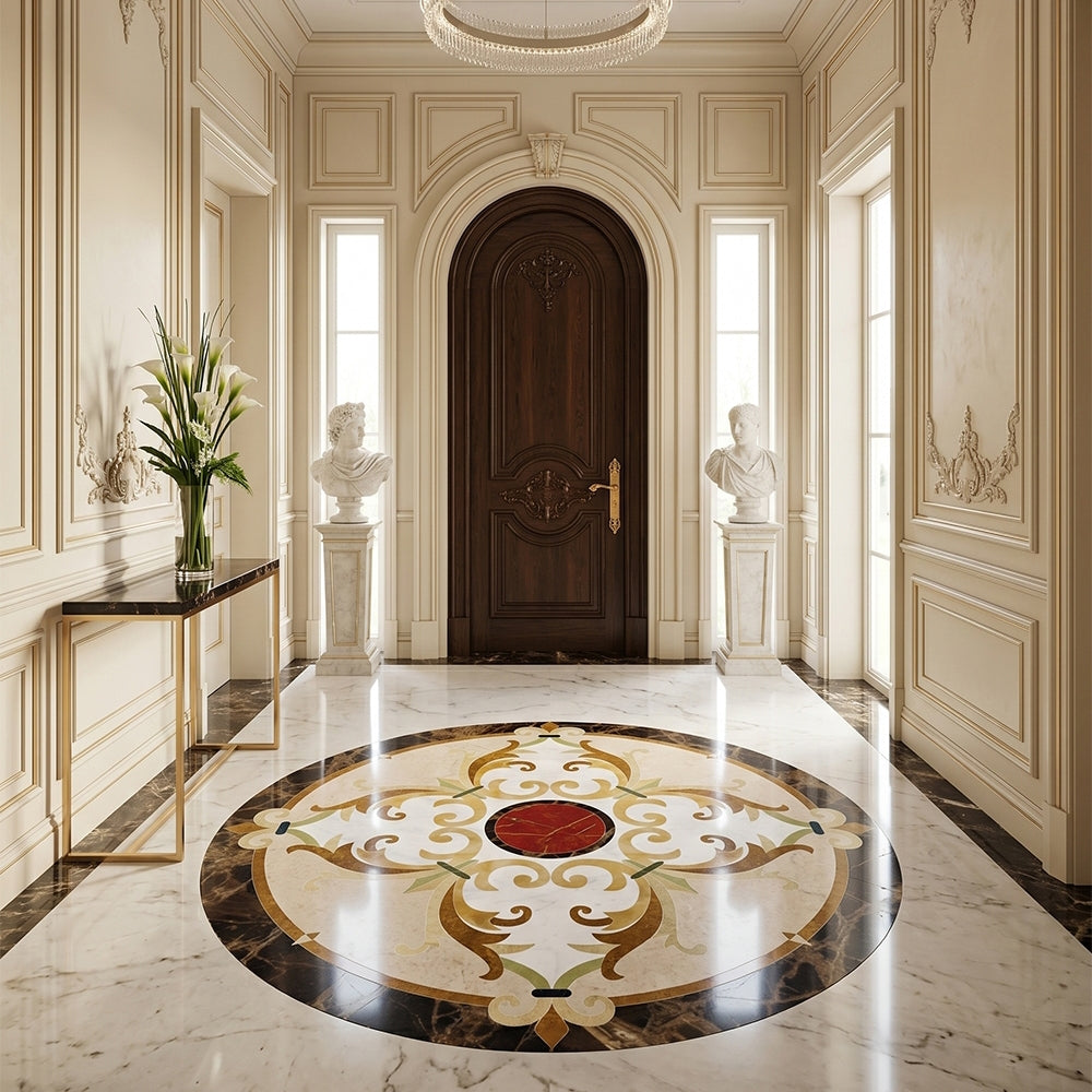 Round Aluminum Backed Multi Finish Delight Marble Medallions 48 Marble Multi Finish 48x48 Medallions — 3