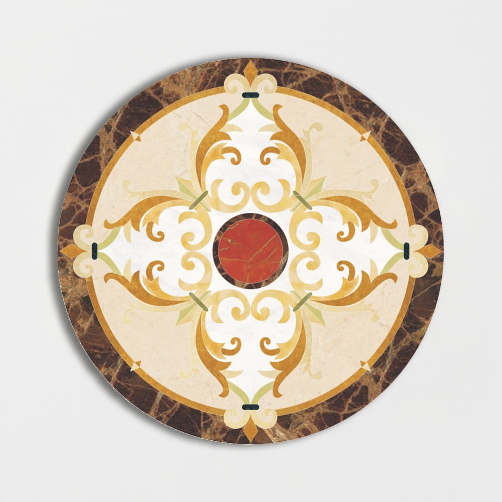 Round Aluminum Backed Multi Finish Delight Marble Medallions 48 Marble Multi Finish 48x48 Medallions