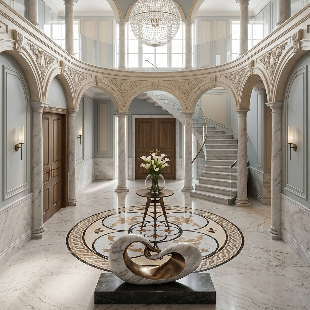 Round Aluminum Backed Multi Finish Diana Marble Medallions 48 Marble Multi Finish 48x48 Medallions — 2