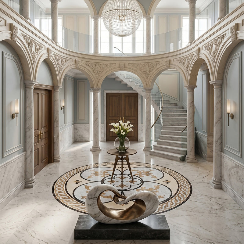 Round Aluminum Backed Multi Finish Diana Marble Medallions 48 Marble Multi Finish 48x48 Medallions — 2