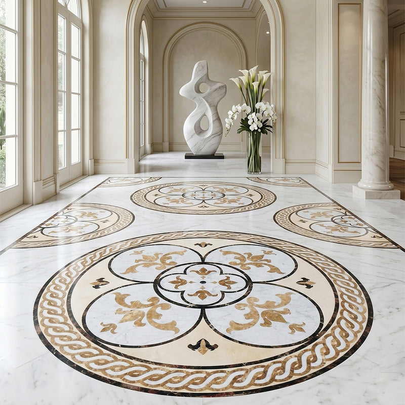 Round Aluminum Backed Multi Finish Diana Marble Medallions 48 Marble Multi Finish 48x48 Medallions — 3