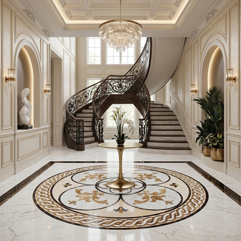 Round Aluminum Backed Multi Finish Diana Marble Medallions 48 Marble Multi Finish 48x48 Medallions — 4