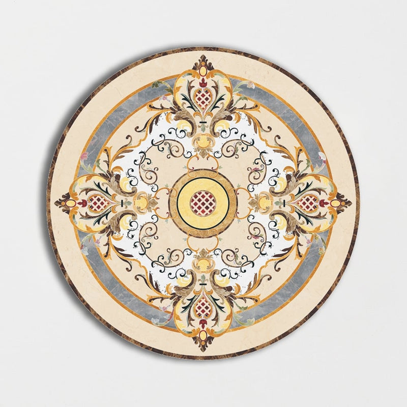 Round Aluminum Backed Multi Finish Flourishing Gray Marble Medallions 48 Marble Multi Finish 48x48 Medallions