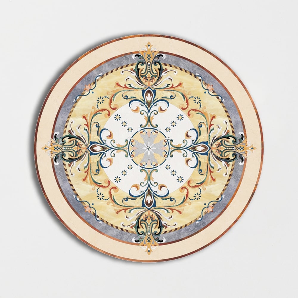 Round Aluminum Backed Multi Finish Geneva Marble Medallions 72 Marble Multi Finish 48x48 Medallions