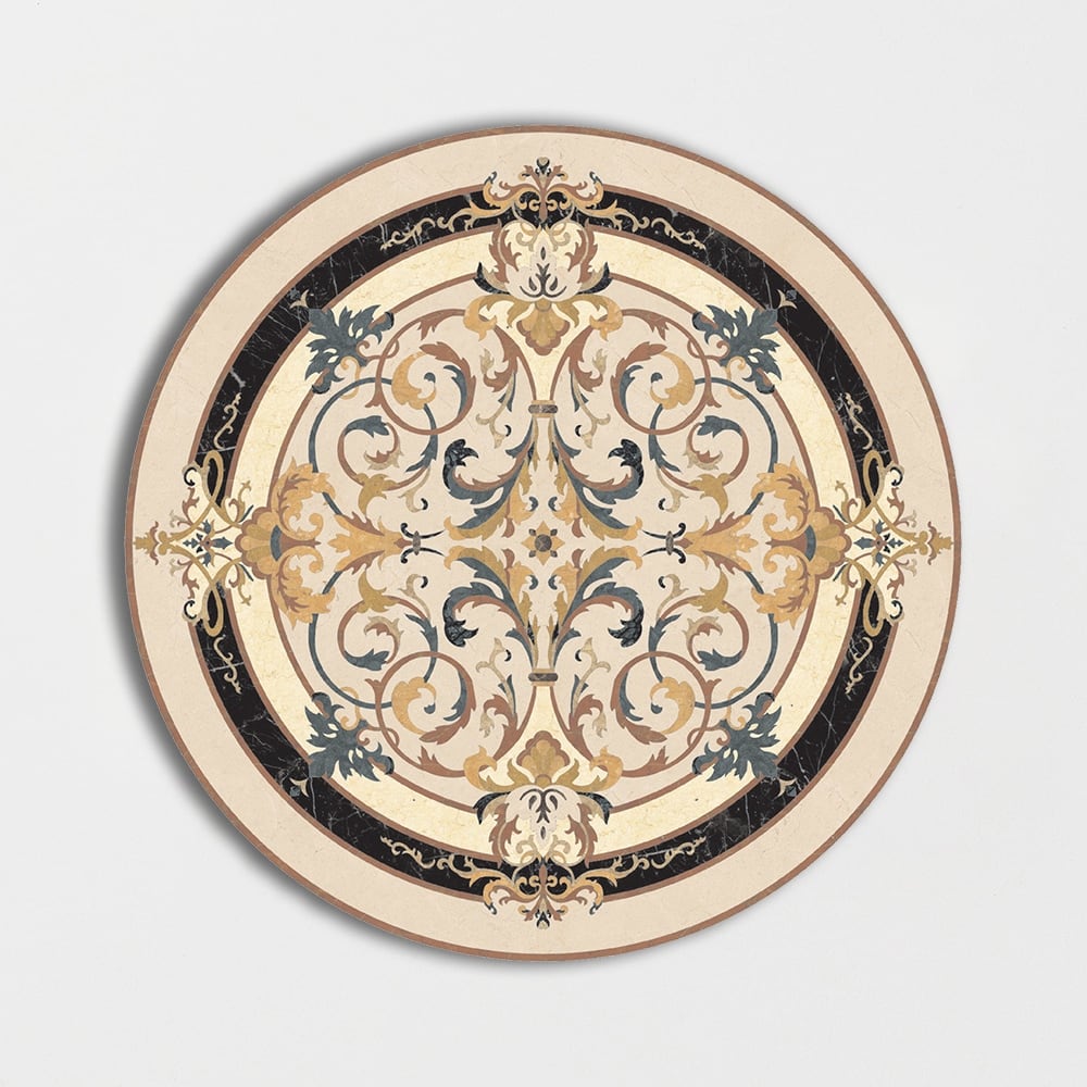 Round Aluminum Backed Multi Finish Lucerne Marble Medallions 60 Marble Multi Finish 48x48 Medallions