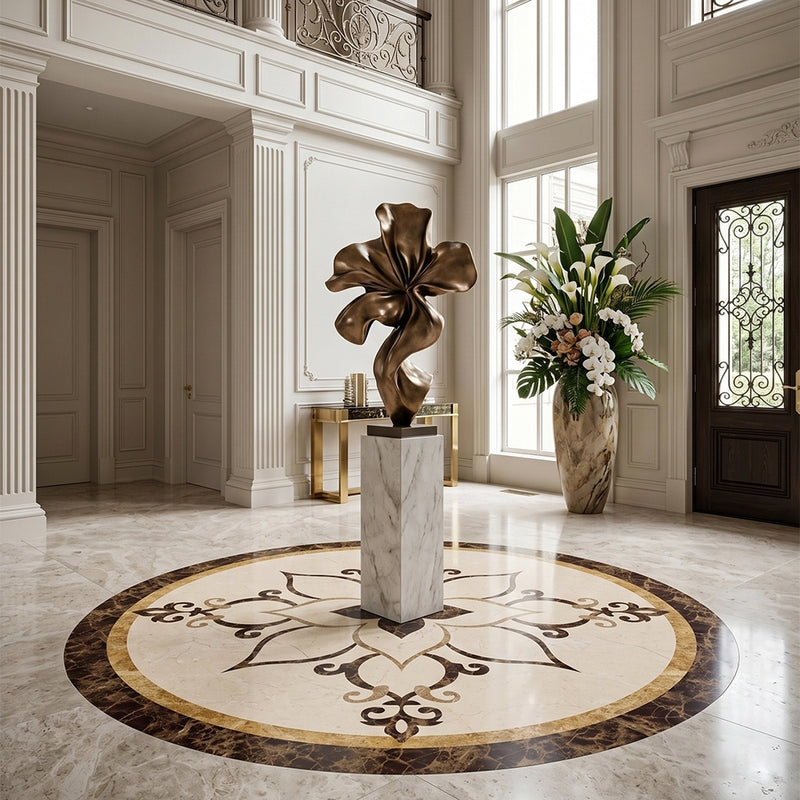 Round Aluminum Backed Multi Finish Marcus Marble Medallions 36 Marble Multi Finish 36x36 Medallions — 2