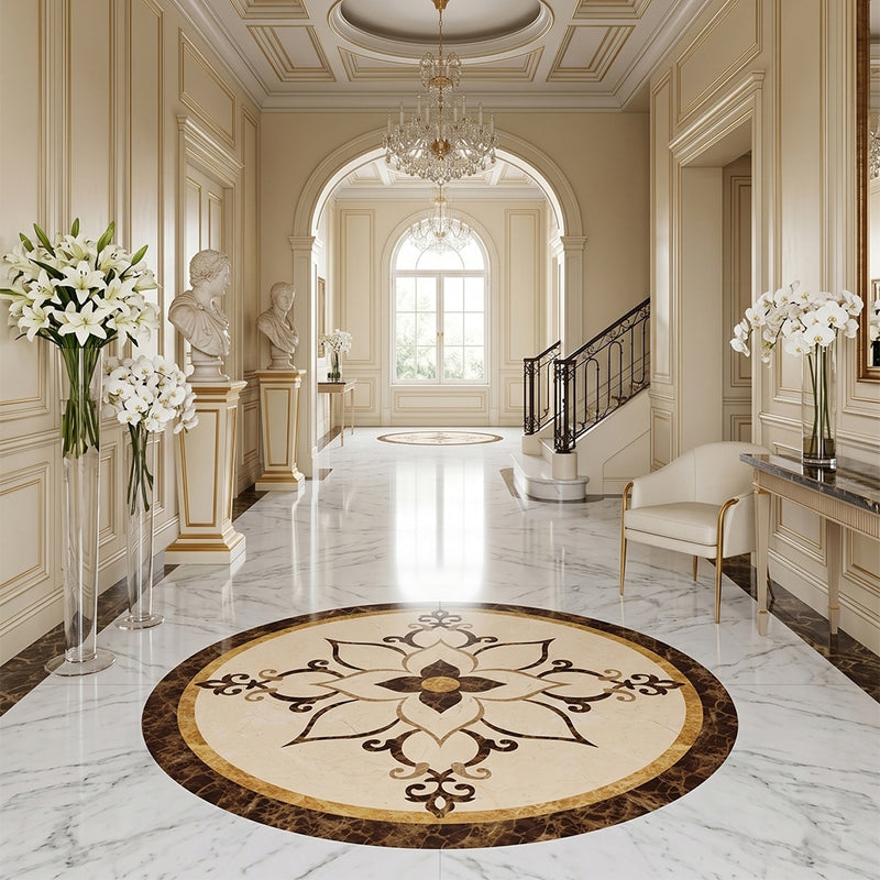 Round Aluminum Backed Multi Finish Marcus Marble Medallions 36 Marble Multi Finish 36x36 Medallions — 3