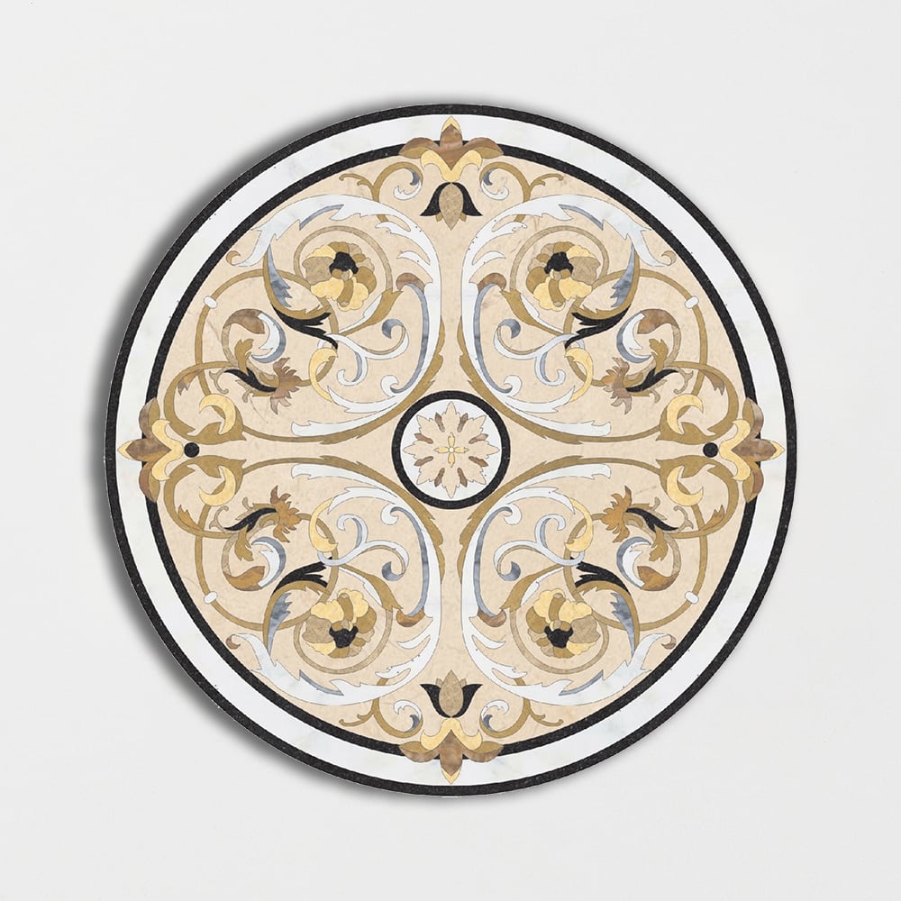 Round Aluminum Backed Multi Finish Milan Black Marble Medallions 48 Marble Multi Finish 48x48 Medallions