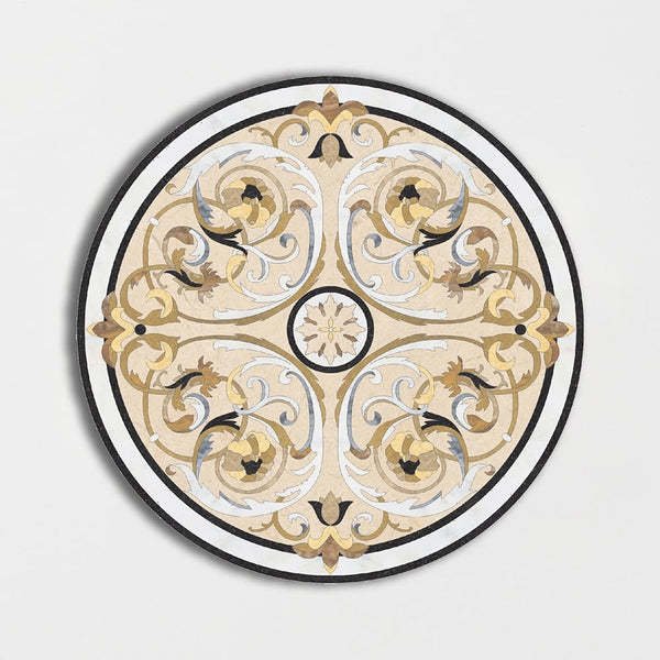 Round Aluminum Backed Multi Finish Milan Black Marble Medallions 48