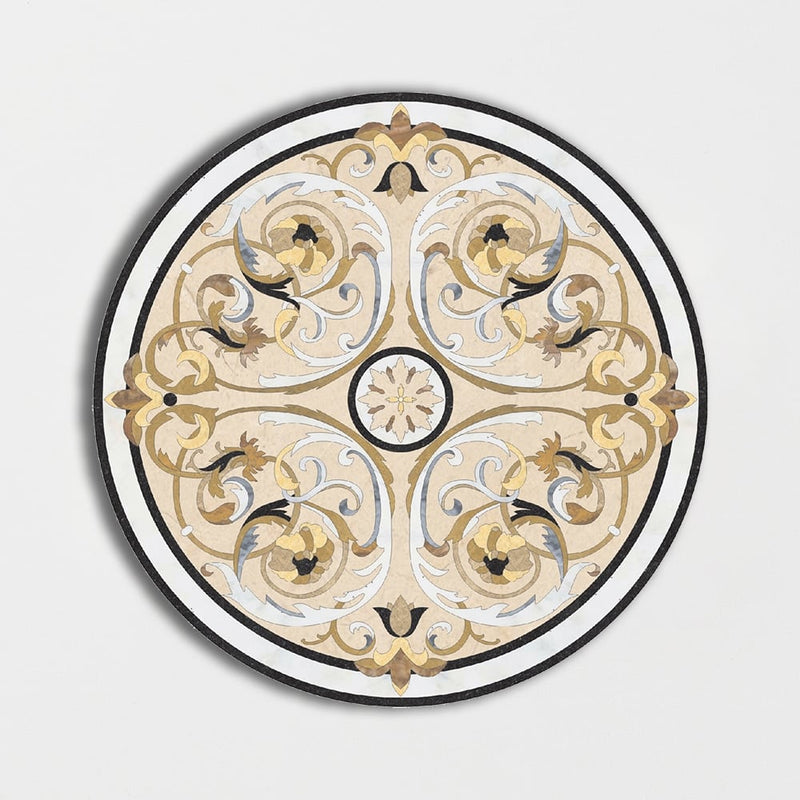 Round Aluminum Backed Multi Finish Milan Black Marble Medallions 48 Marble Multi Finish 48x48 Medallions