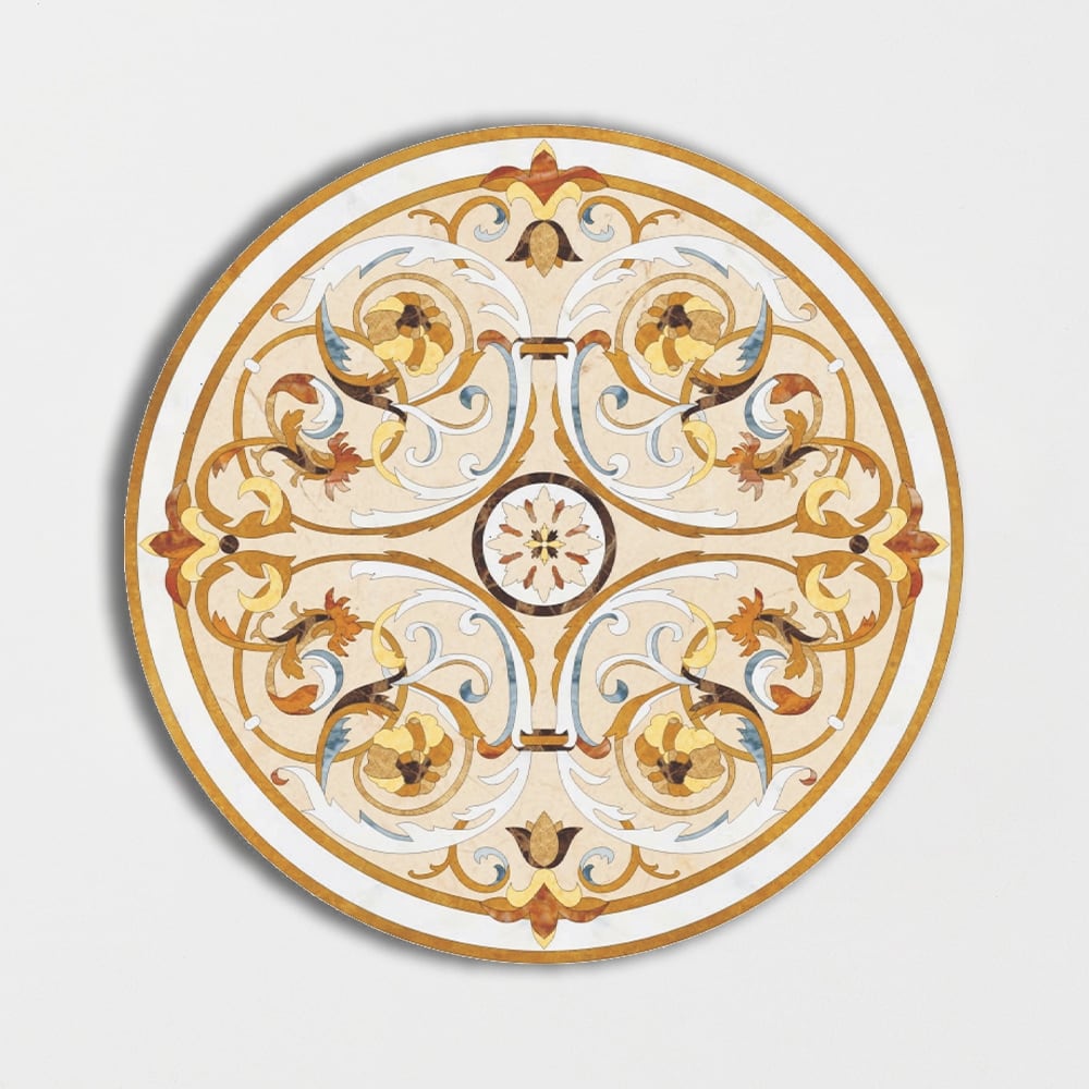 Round Aluminum Backed Multi Finish Milan Light Marble Medallions 60 Marble Multi Finish 48x48 Medallions