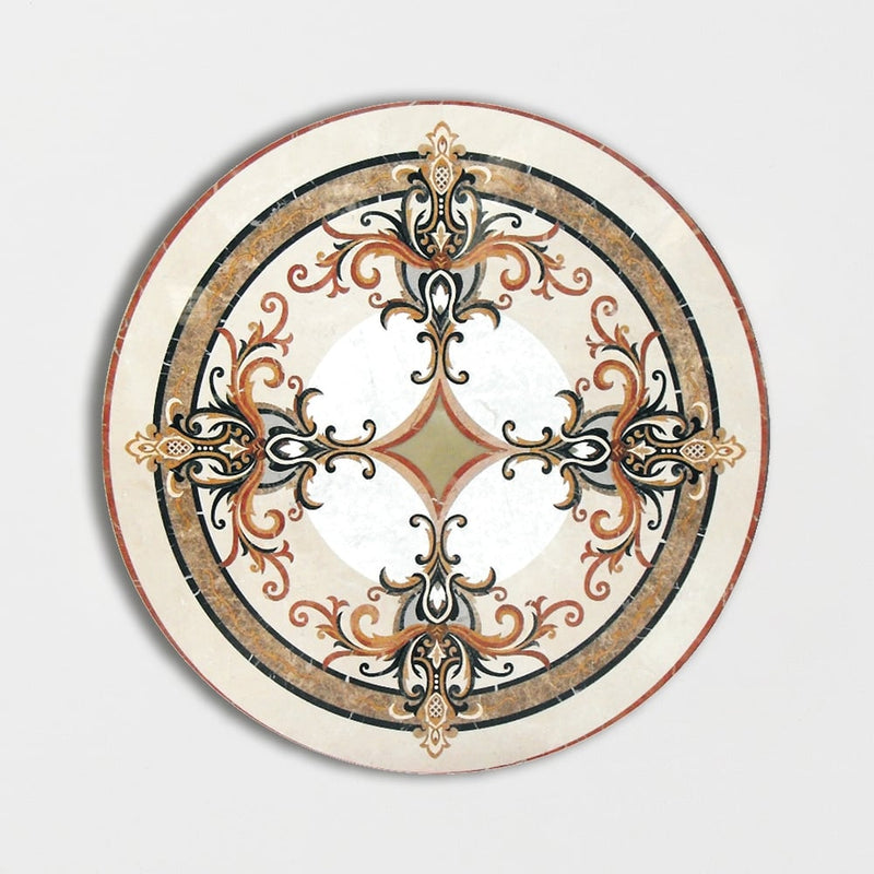 Round Aluminum Backed Multi Finish Monroe Marble Medallions 36 Marble Multi Finish 36x36 Medallions