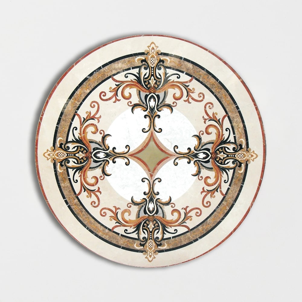 Round Aluminum Backed Multi Finish Monroe Marble Medallions 48 Marble Multi Finish 48x48 Medallions