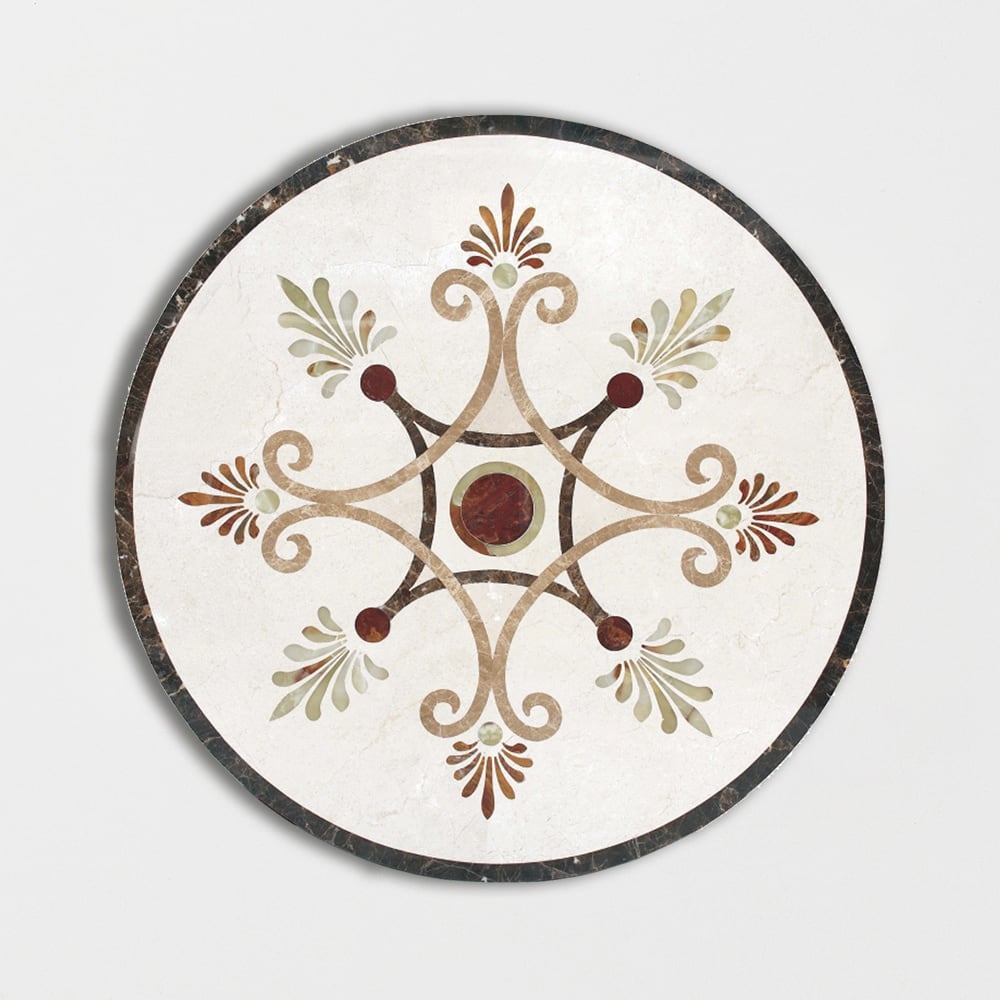 Round Aluminum Backed Multi Finish Mystic View Marble Medallions 48 Marble Multi Finish 48x48 Medallions