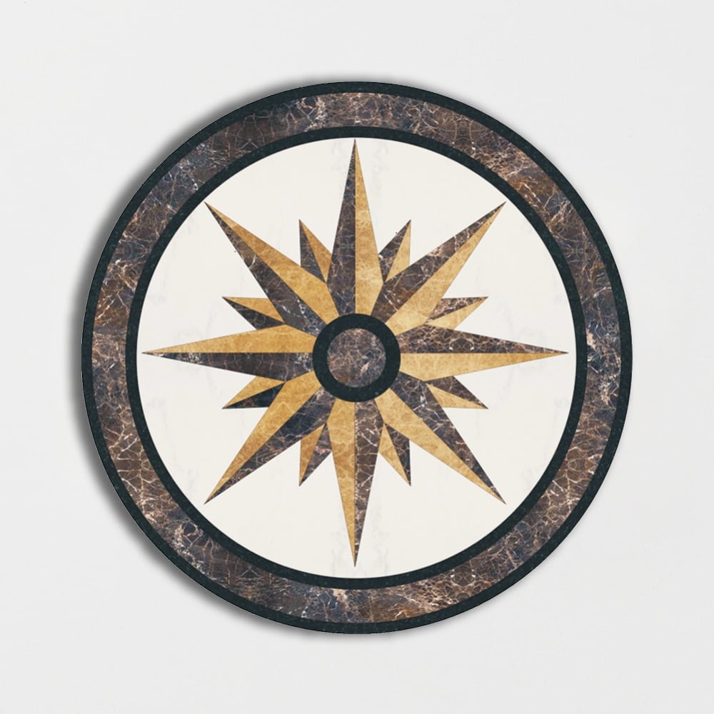 Round Aluminum Backed Multi Finish North Star Marble Medallions 36 Marble Multi Finish 36x36 Medallions