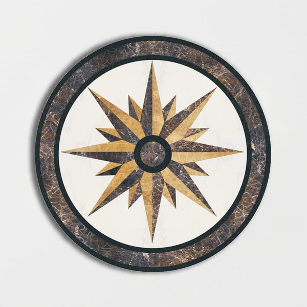 Round Aluminum Backed Multi Finish North Star Marble Medallions 48